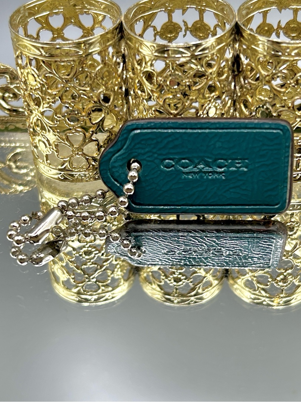 Coach Teal Patent Hang Tag